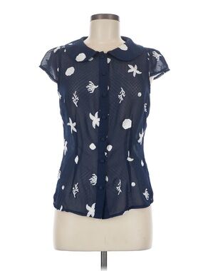 Voodoo Vixens Women's Navy Blue Nautical Themed Button up Blouse Size sm/med